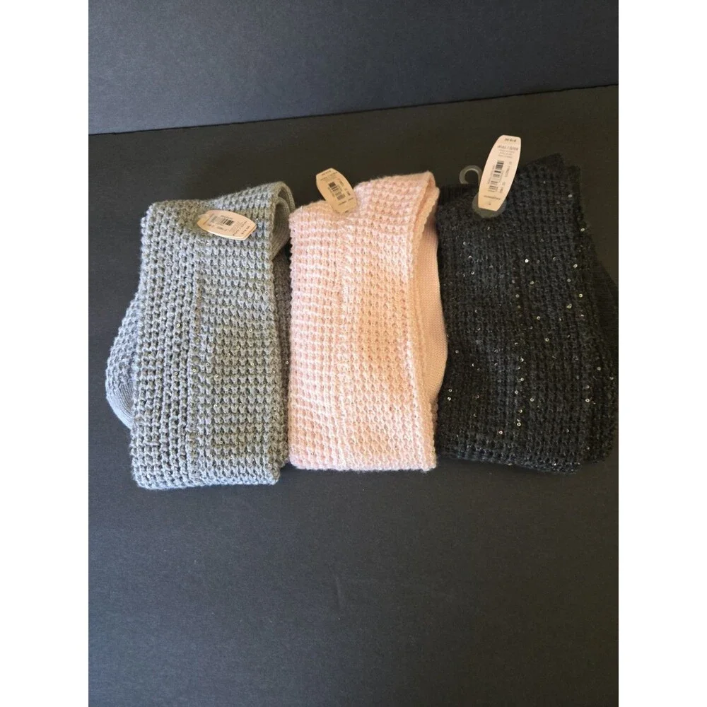 Victoria’s Secret Sequence Cashmere Blend Socks Lot of 3 - XS/S NWT Pink & Grey